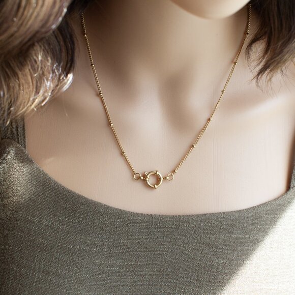 18K Gold Bead Station Stacking Layering Necklace - Picture 5 of 9